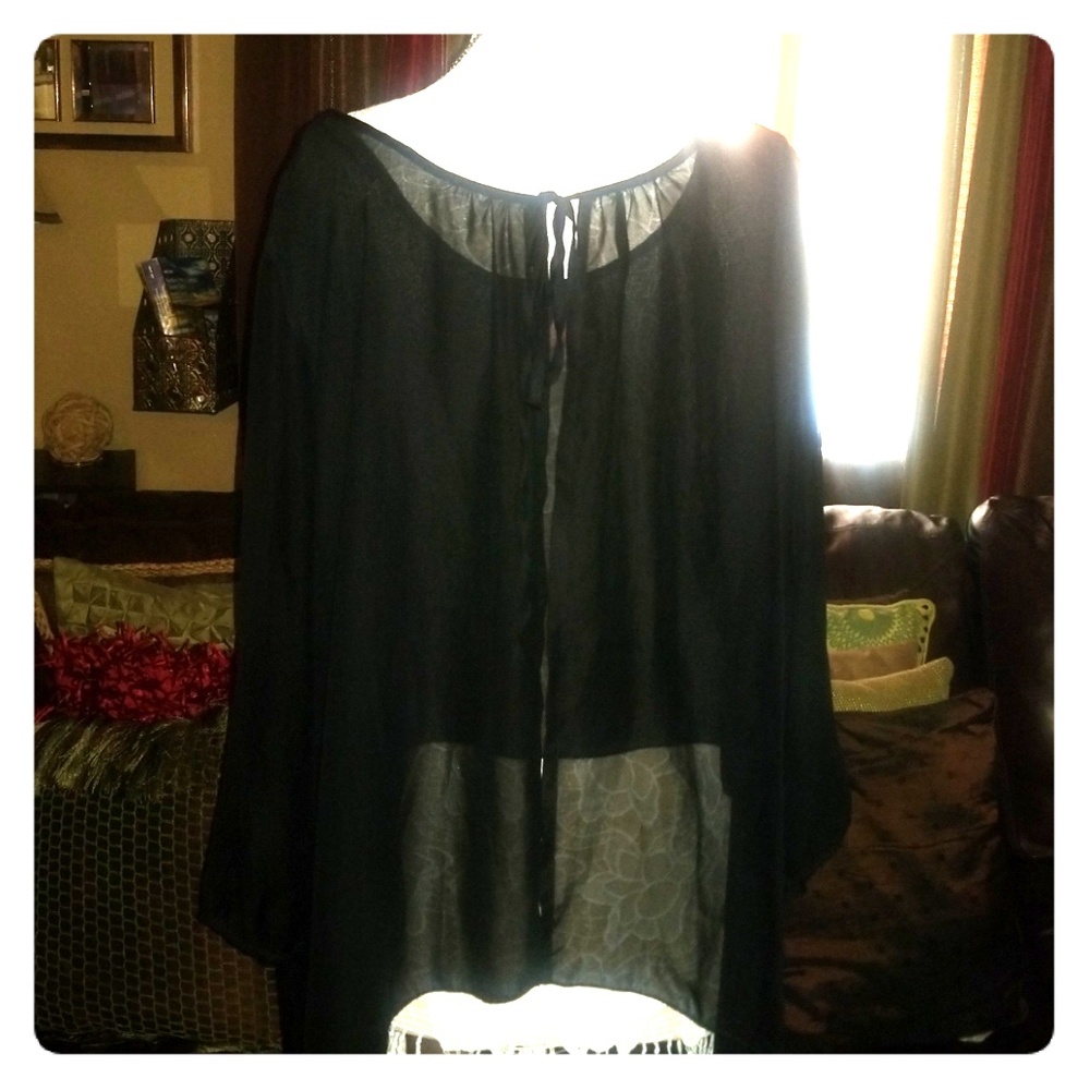 Black 2layer sheer shirt